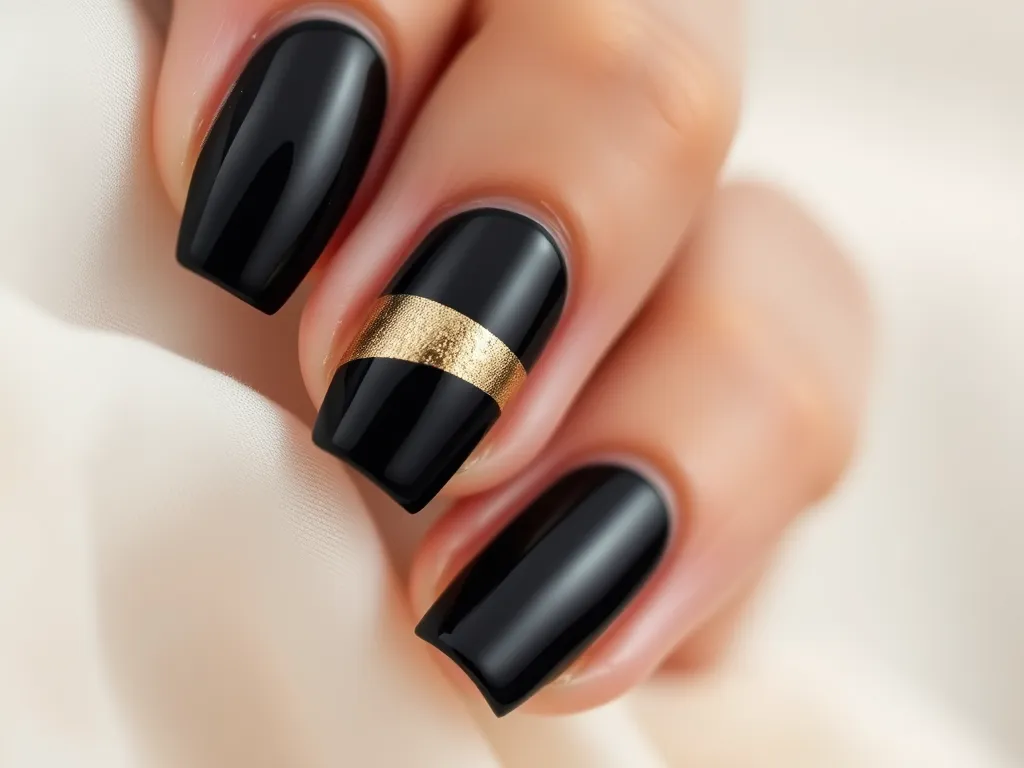 Czarne paznokcie ze złotym paskiem – na jakie okazje?