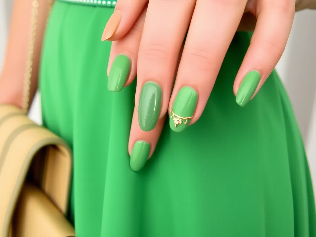Jakie paznokcie do zielonej sukienki?